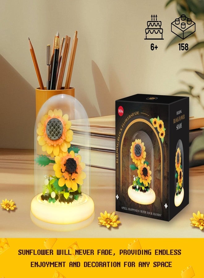 80S Sunflower Building Toy Set, 251 Pieces with Lighted Base, ABS Dust-Proof Shell, DIY Gift for Kids & Adults, Perfect for Mother’s Day, Birthday, Holiday - Creative Educational Building Blocks - Image 2
